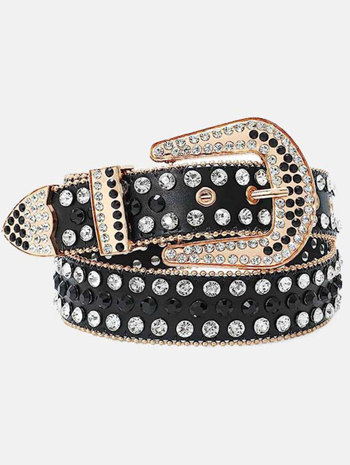 Punk Colorful Diamond Inlay PU Belt