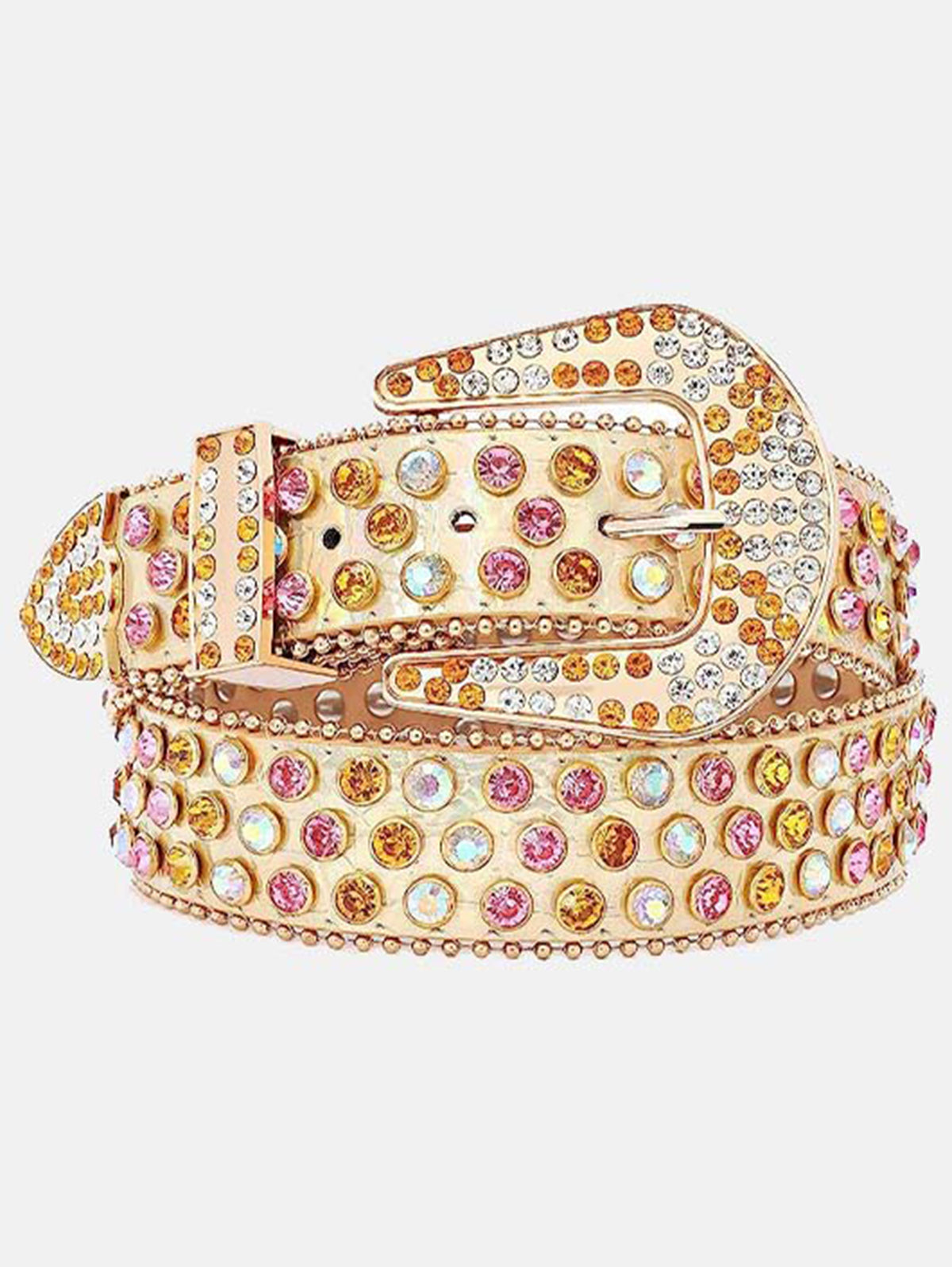 Punk Colorful Diamond Inlay PU Belt