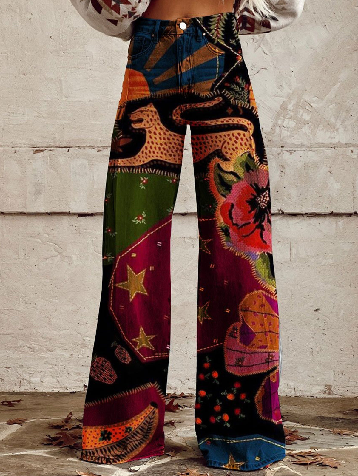 Boho Colorblocks High Waist Wide Leg Pants