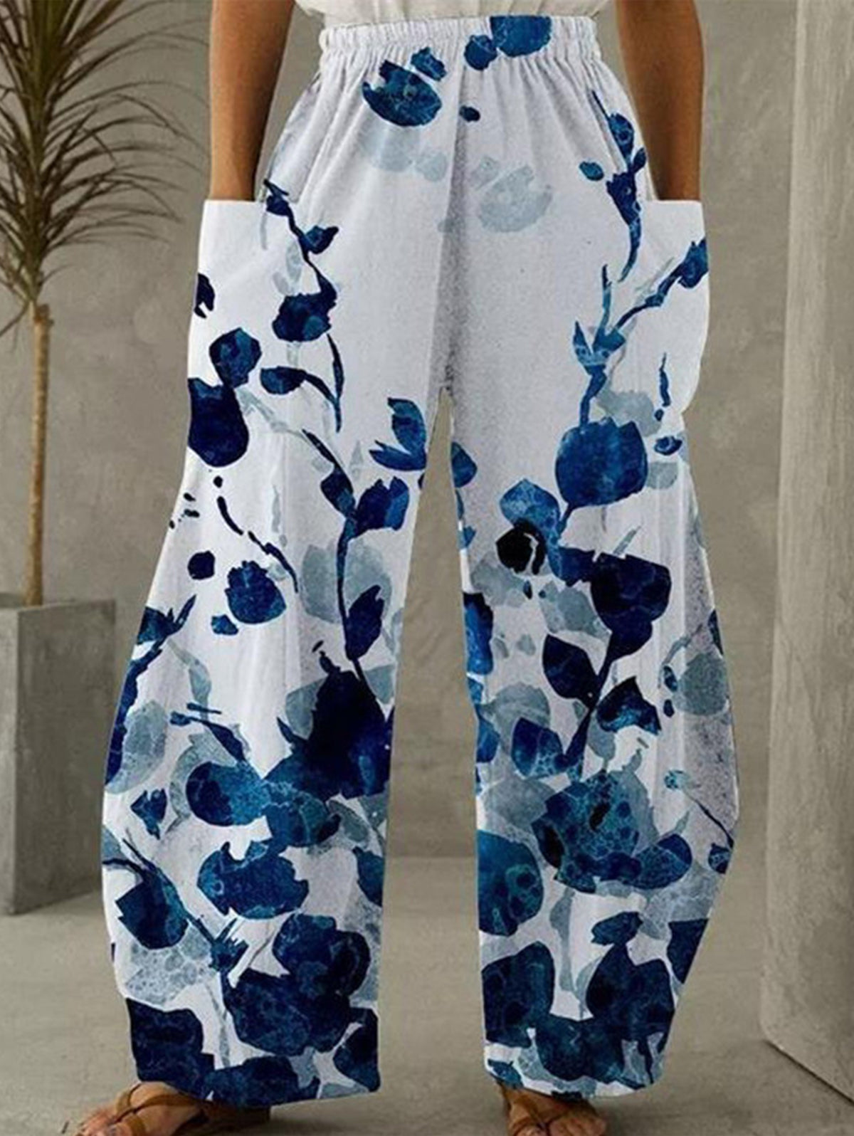Street Oil Painting High Waist Wide Leg Pants
