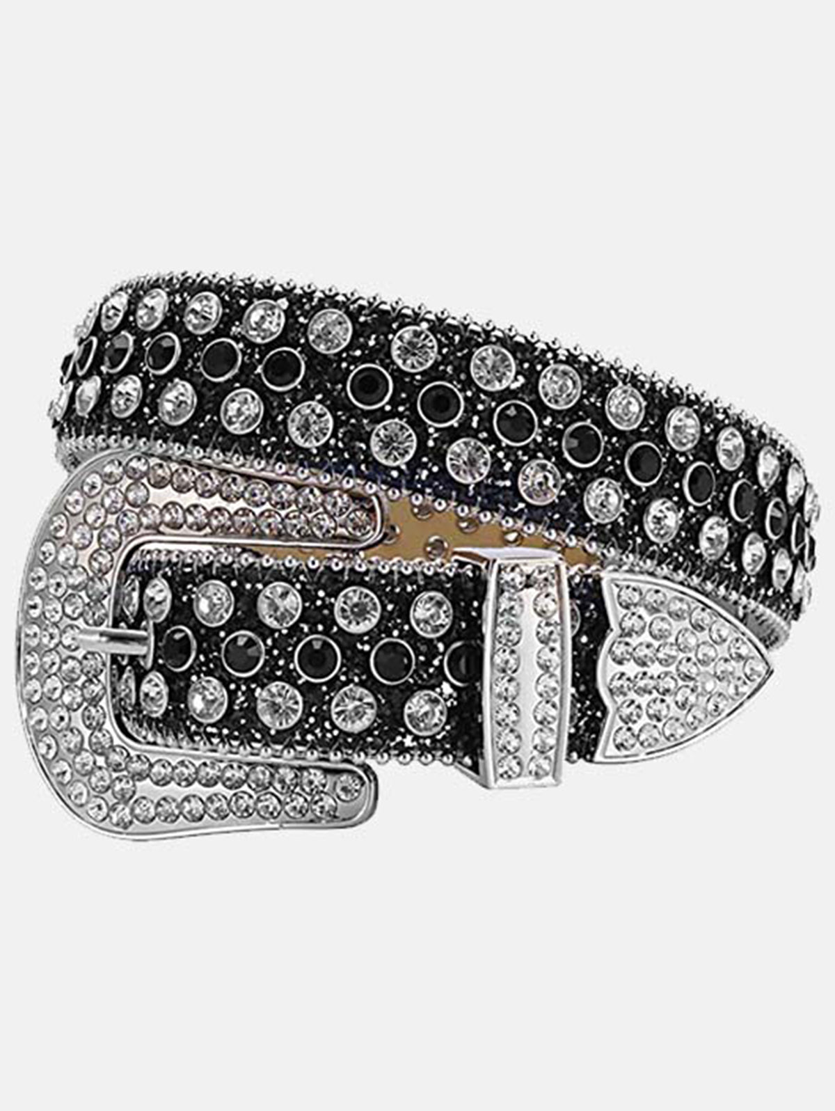 Punk Colorful Diamond Inlay PU Belt