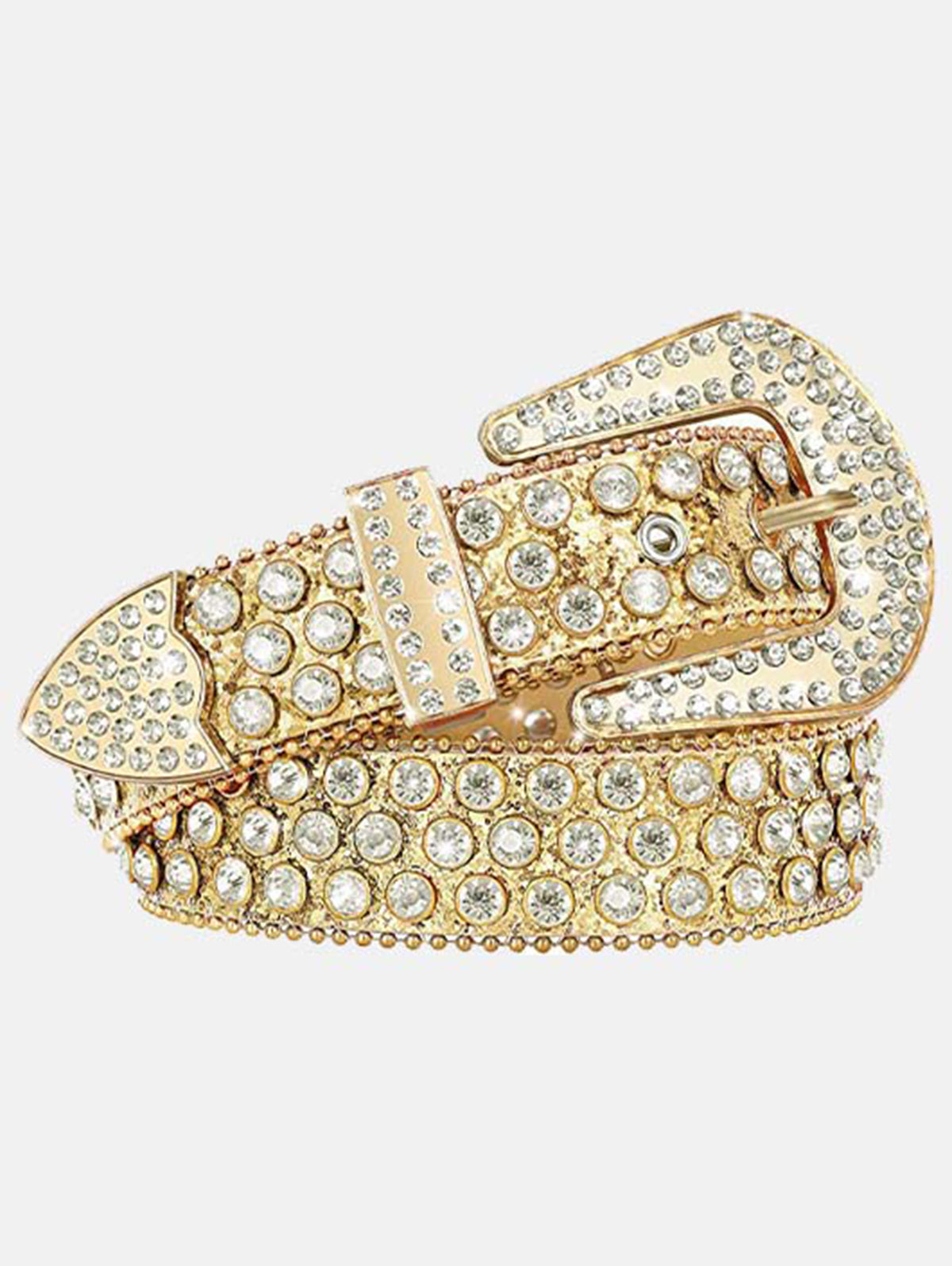 Punk Colorful Diamond Inlay PU Belt