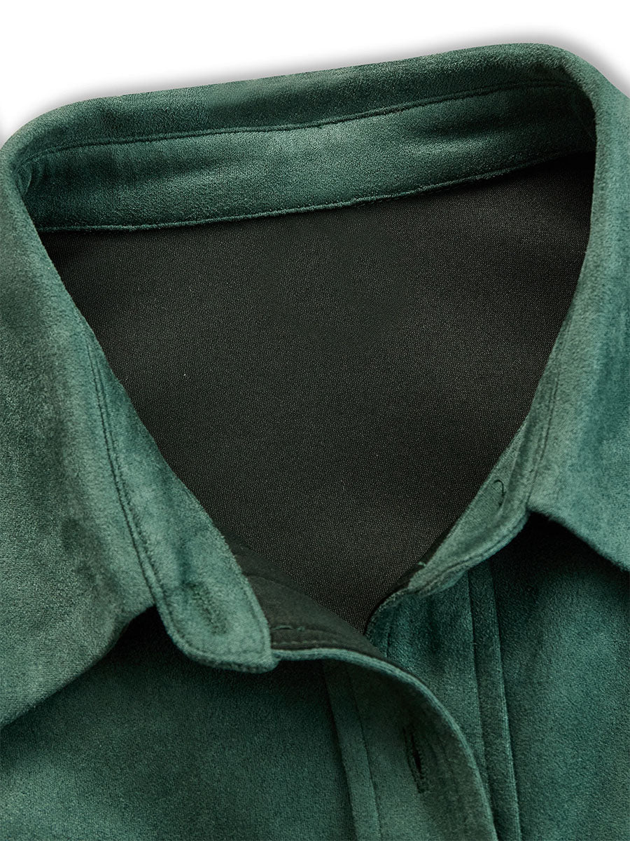 Ursiimes Festival Green Shirt Collar Long Sleeve Strappy Western Button Jacket [Pre-Order]