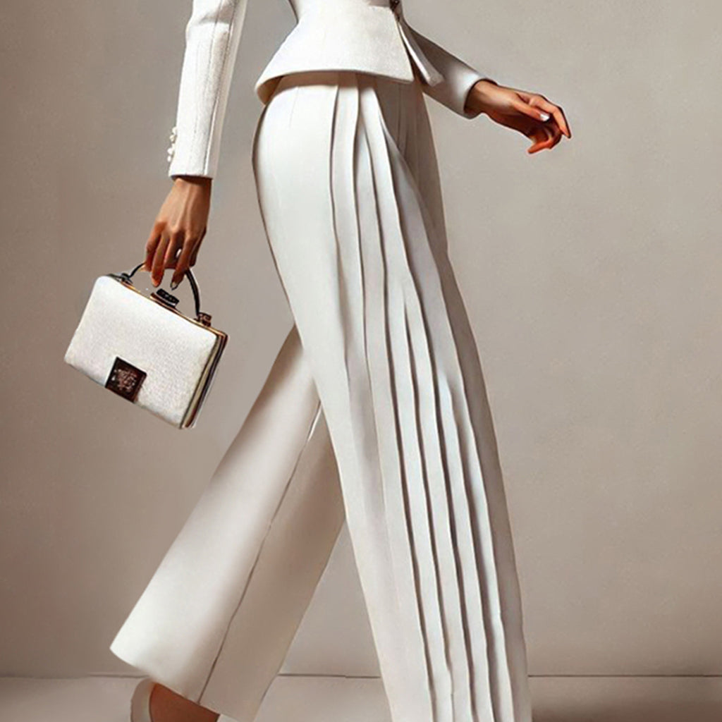 Ursiime Formal Solid Pleat  Wide Leg Pants