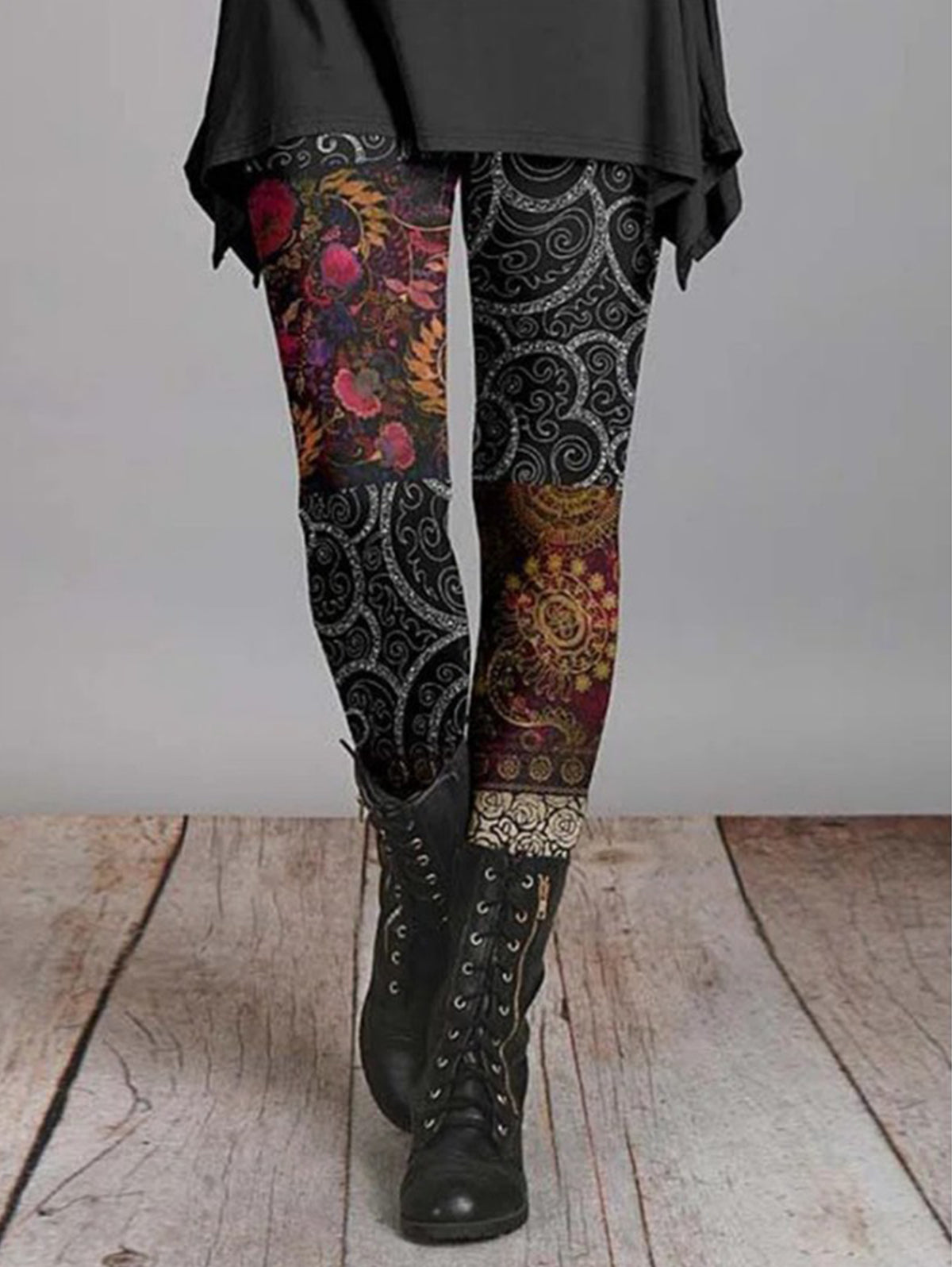 Vintage Allover Floral High Waist Stretchy Legging Pant