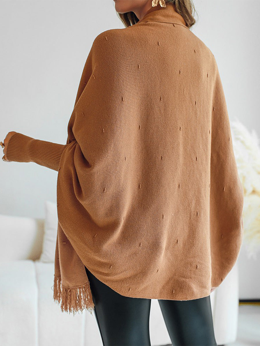 Ursiime Business Casual Khaki Batwing Sleeve Fringe Casual Cardigans