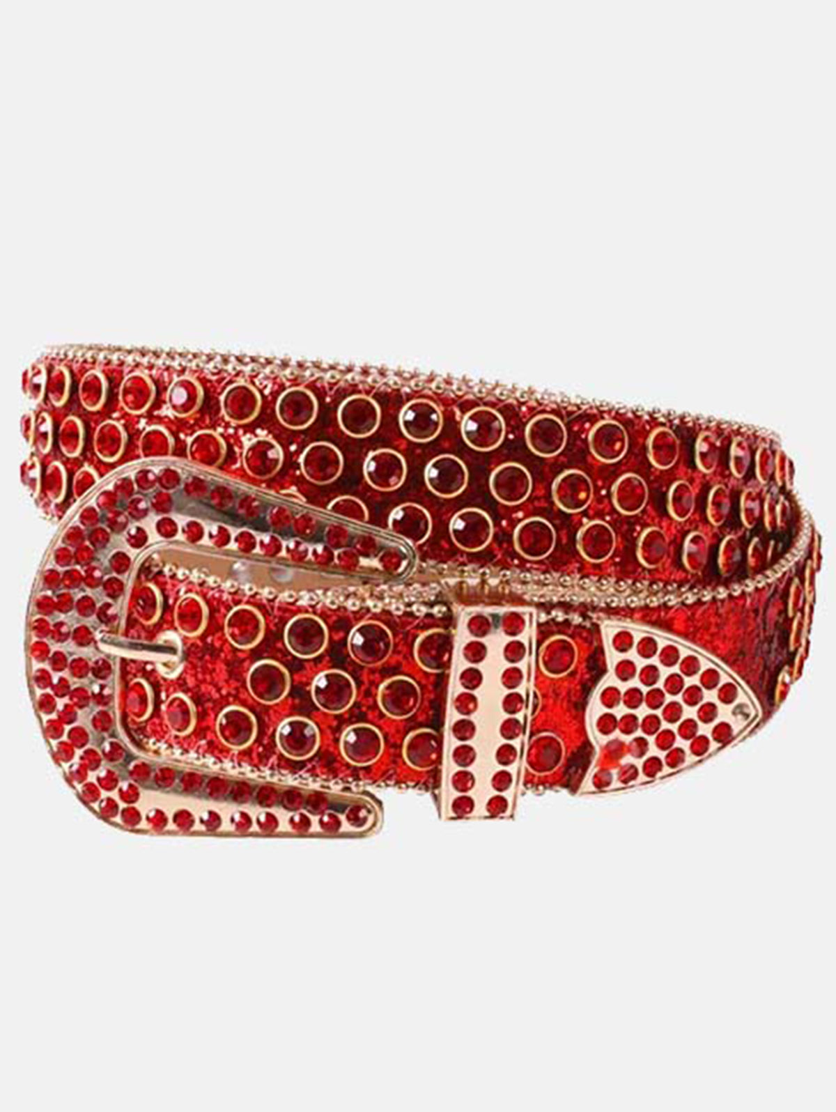 Punk Colorful Diamond Inlay PU Belt