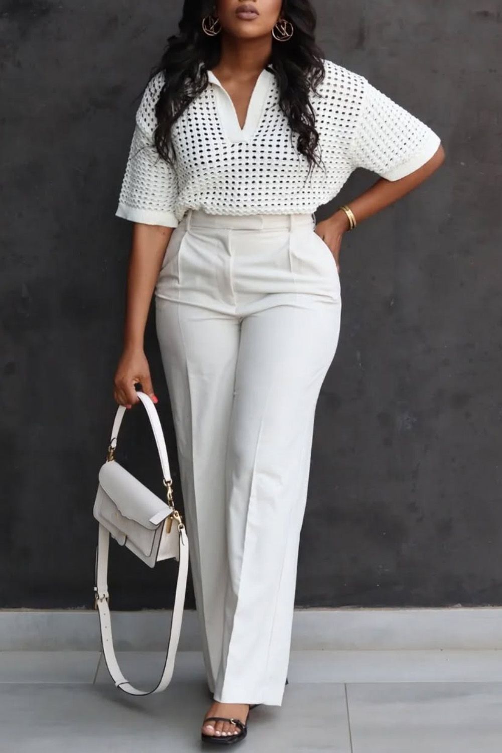 Ursiime Design Business Casual White Pocket Elegant Pants [Pre-Order]