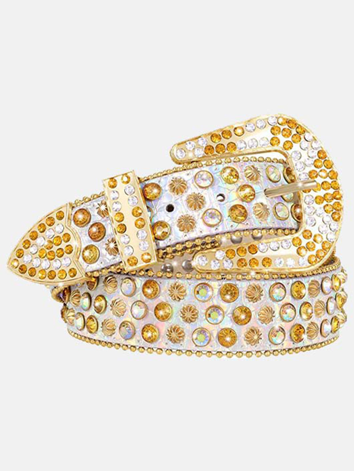 Punk Colorful Diamond Inlay PU Belt