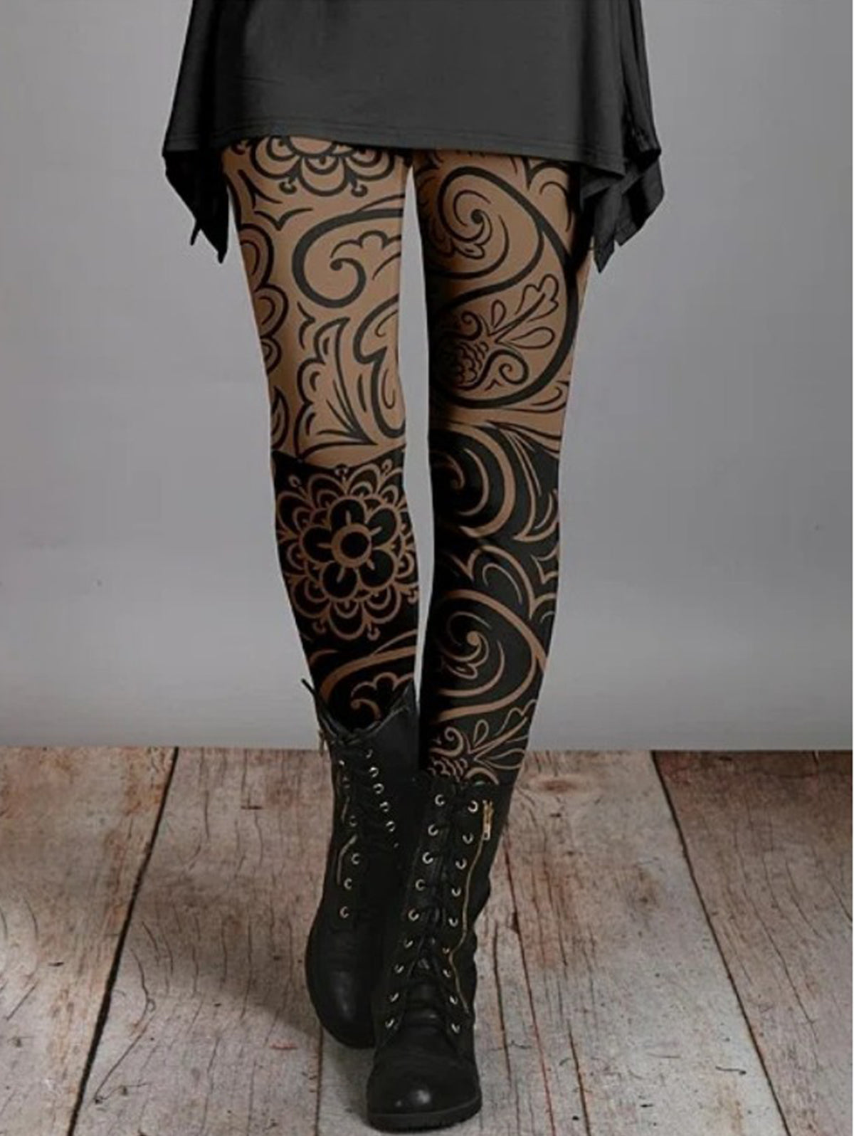 Vintage Allover Floral High Waist Stretchy Legging Pant