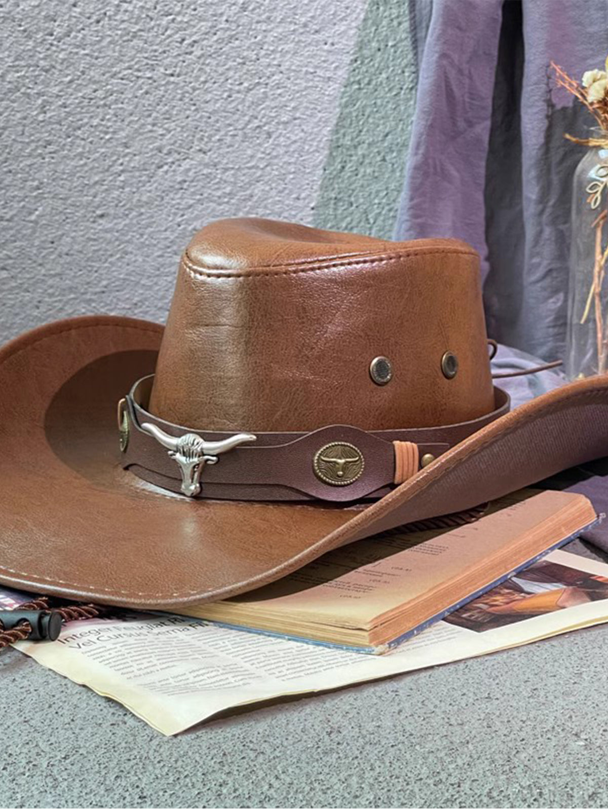 Western PU Leather Belt Decor Cowboy Hat