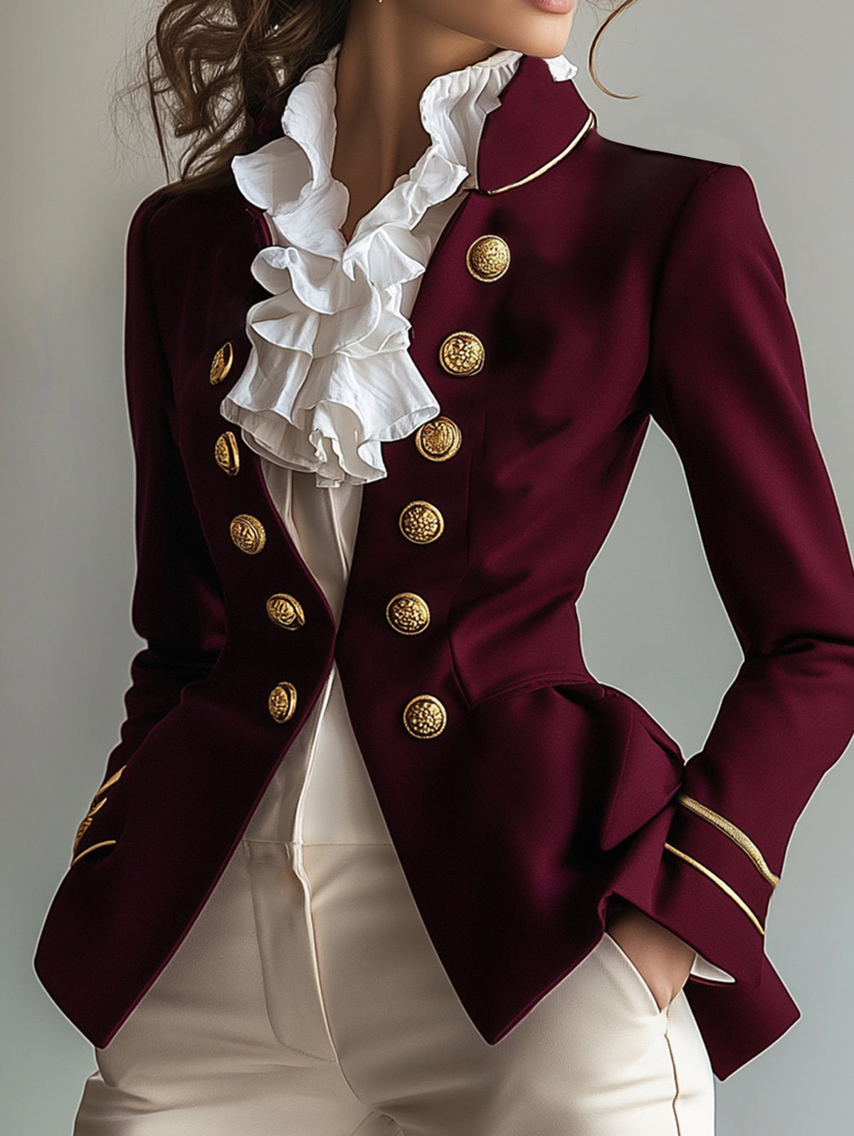 Ursiime Retro Stand Collar Button Long Sleeve Jacket