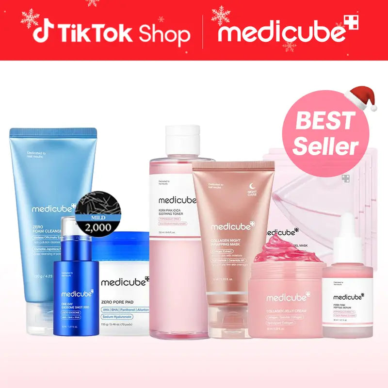 [medicube] Affordable Glass Glow Skincare Set | Includes 8 TOP-SELLING products for Gentle Skin Renewal
