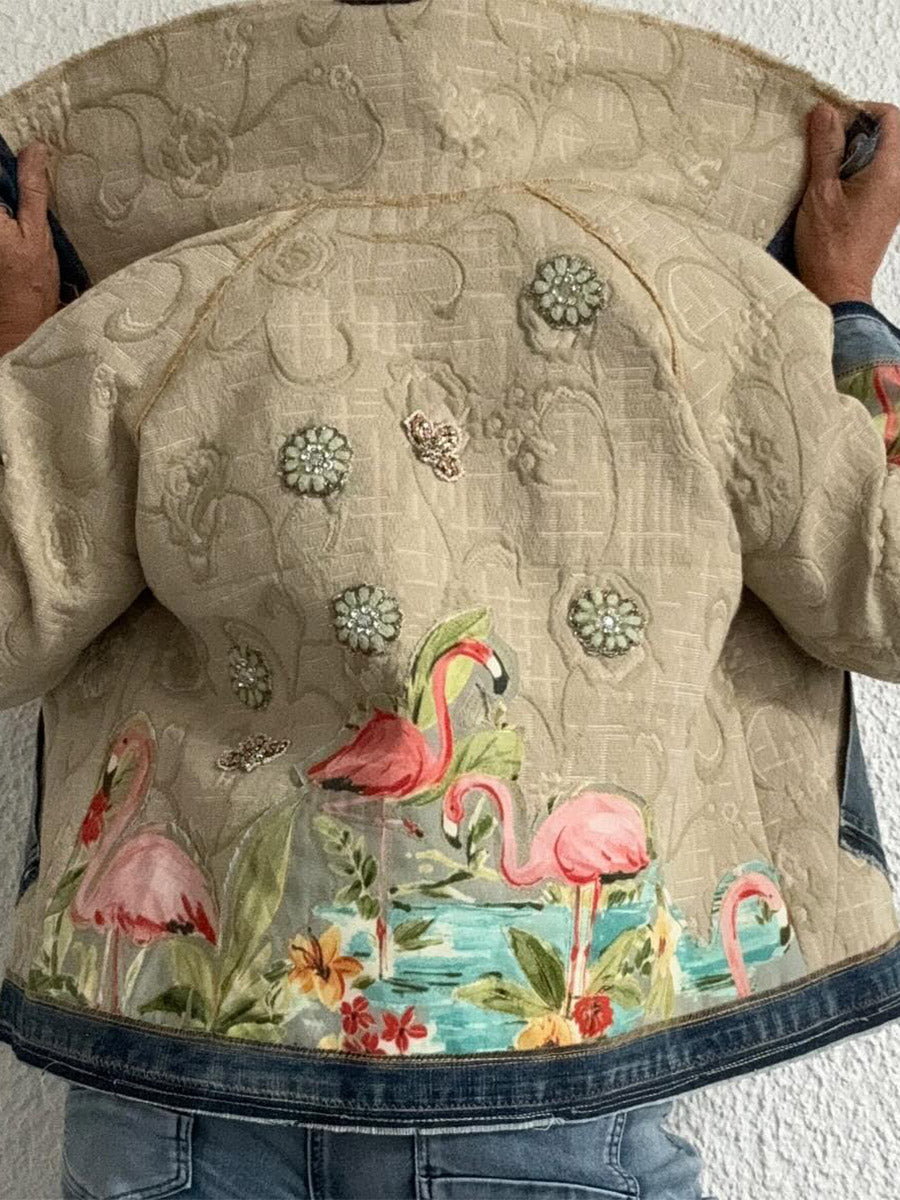 Ursiime Daily Blue Shirt Collar Long Sleeve Contrast Casual Pocket Denim Jacket