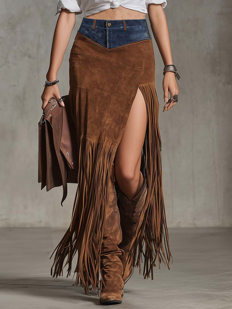 Ursiime Party Brown Strappy Casual Split Skirts
