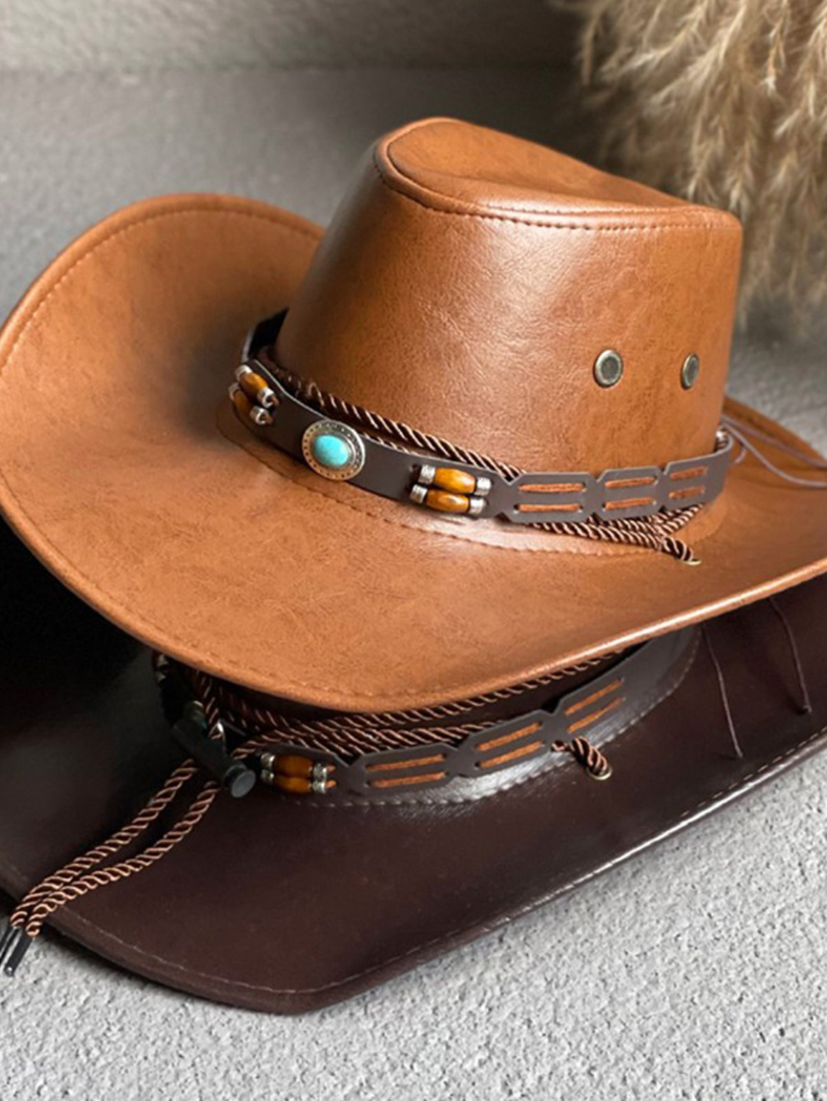 Western PU Leather Belt Decor Cowboy Hat