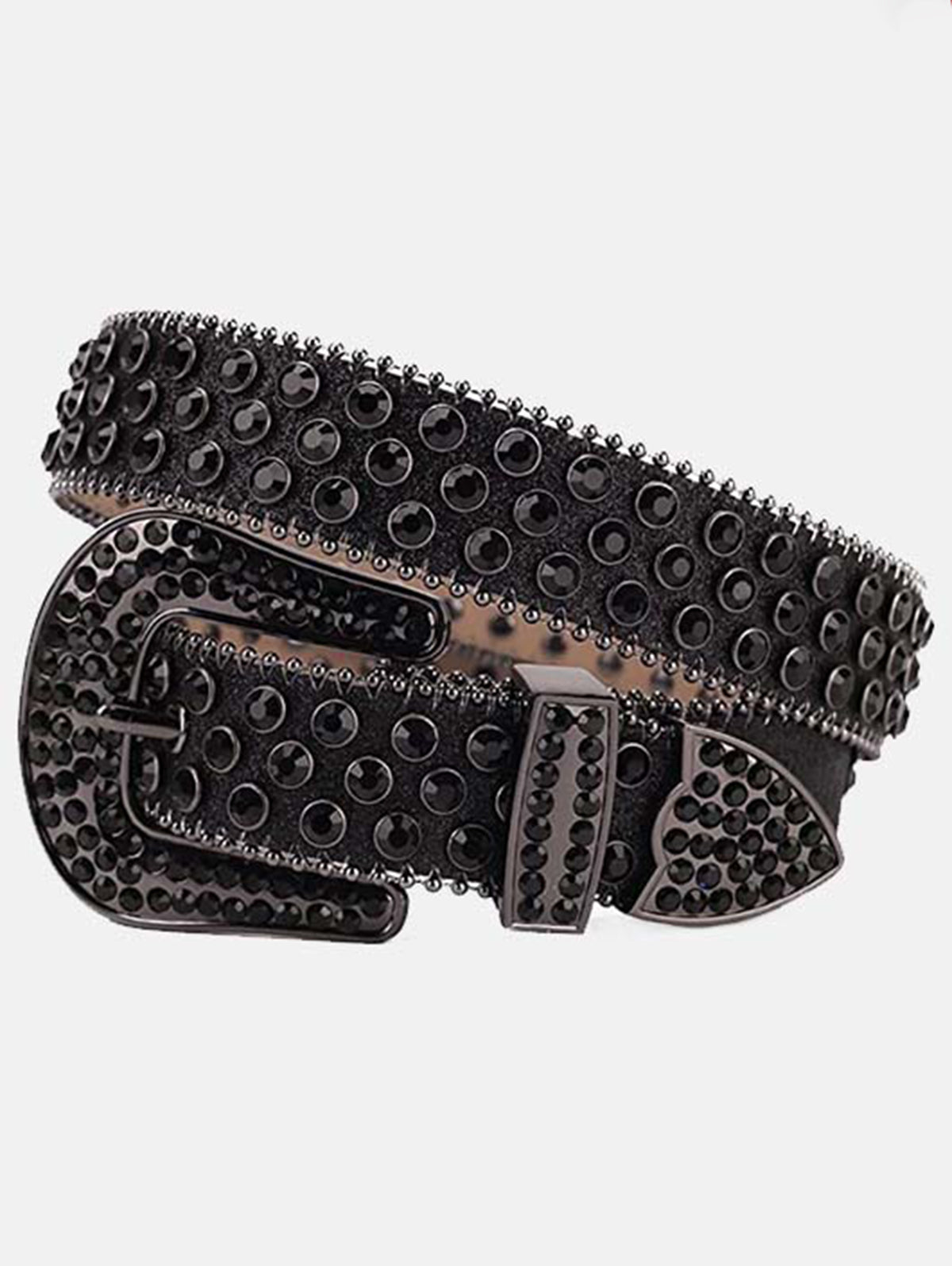 Punk Colorful Diamond Inlay PU Belt