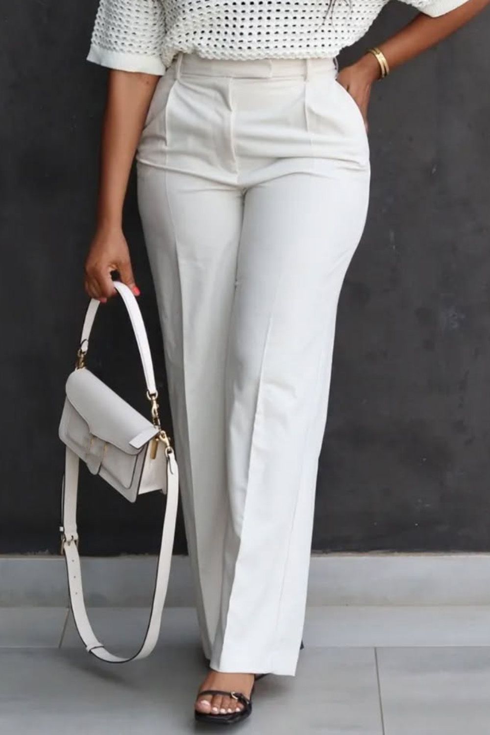 Ursiime Design Business Casual White Pocket Elegant Pants [Pre-Order]