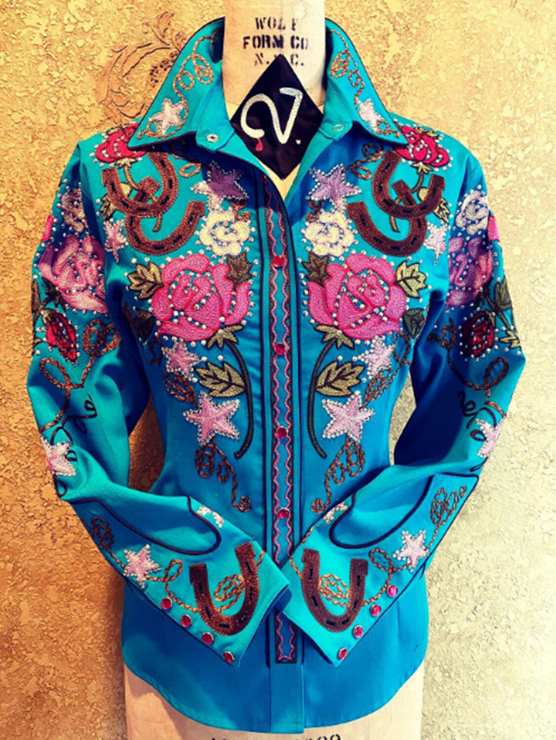 Western Floral Plant Print Lapel Collar Button Blouse