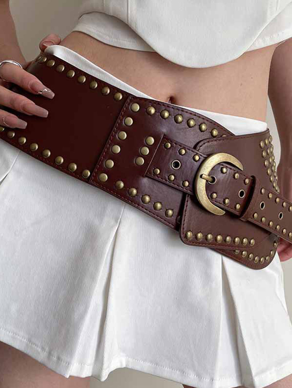 Western PU Leather Studded Decorative Girdle Belt