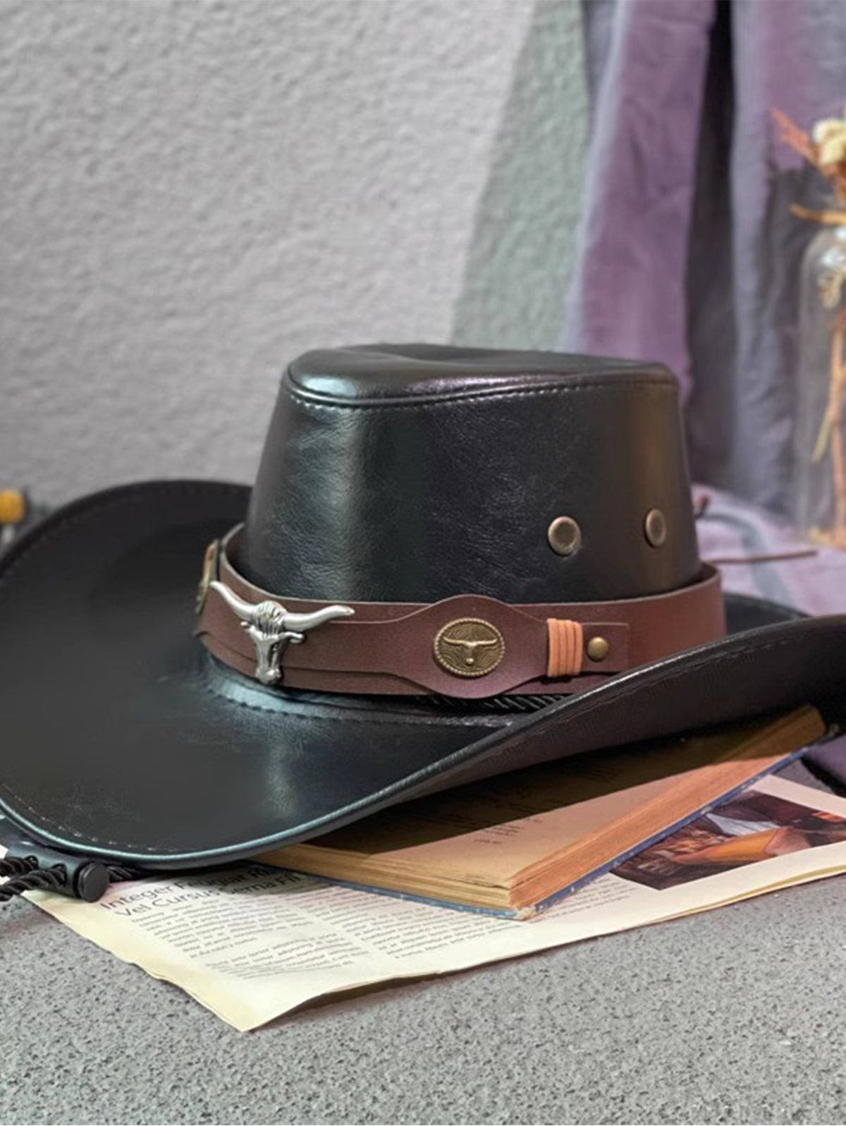Western PU Leather Belt Decor Cowboy Hat