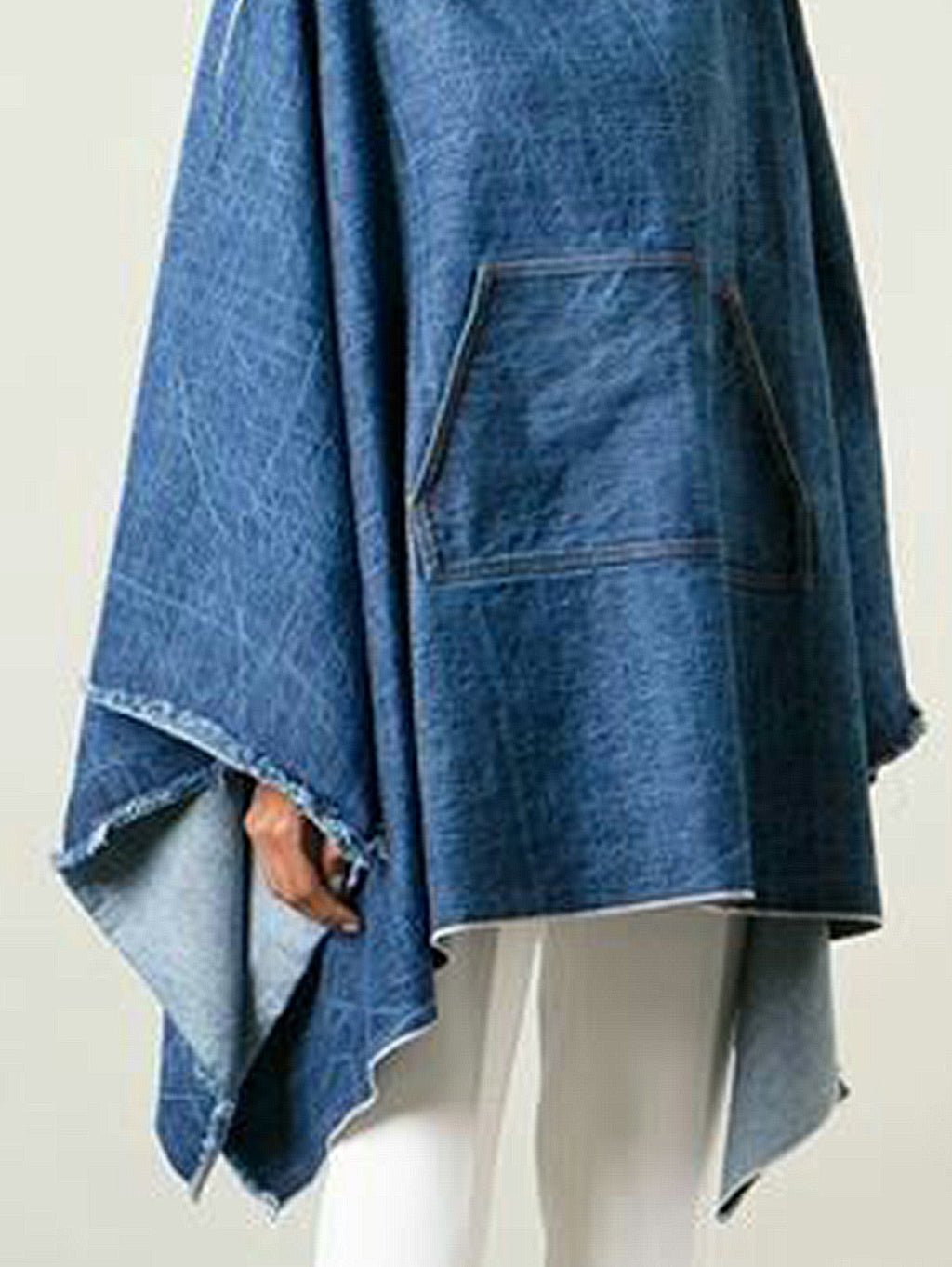 Casual Utility Pocket Asymmetric Hem Plain Denim Top