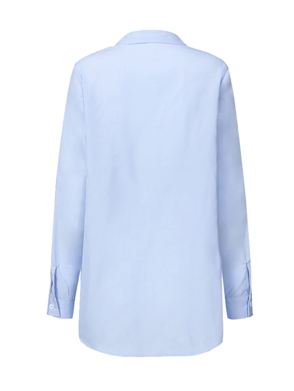 Daily Shirt Collar Front Lace Up Long Sleeve Blouse