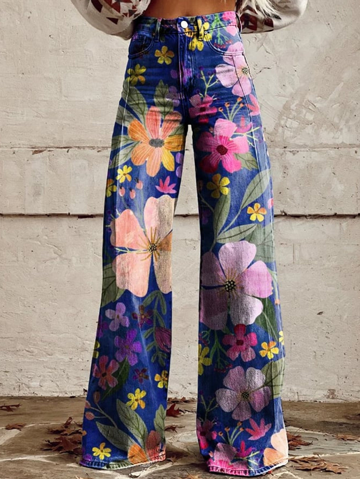 Boho Colorblocks High Waist Wide Leg Pants