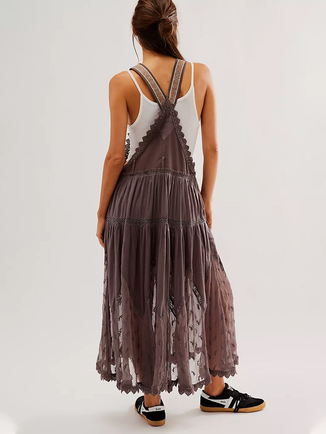 Boho Square Neck Sleeveless Lace Overall Maxi Dress