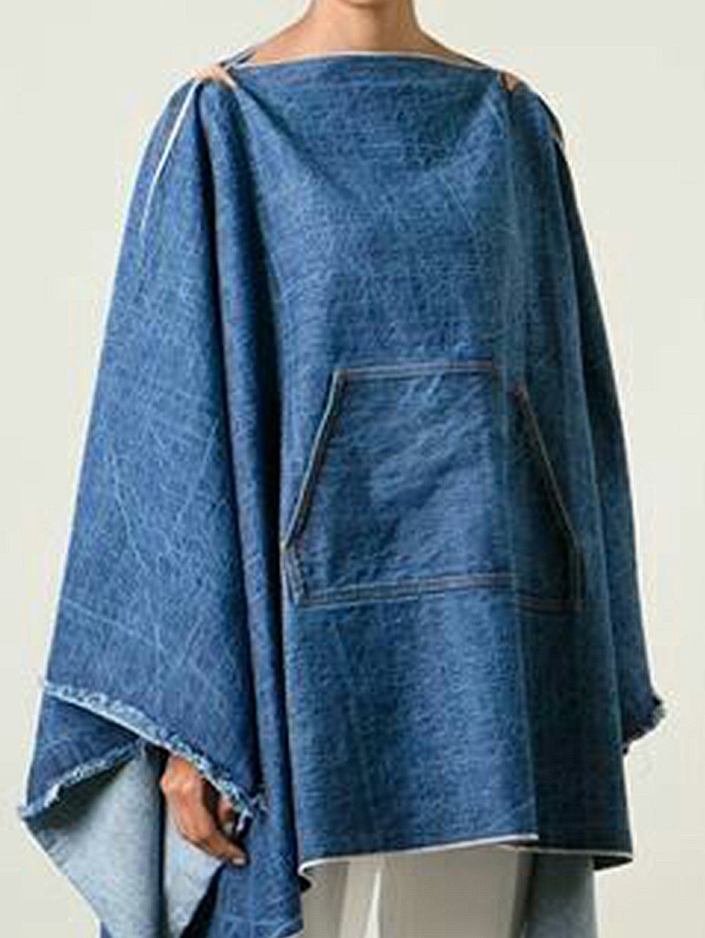 Casual Utility Pocket Asymmetric Hem Plain Denim Top