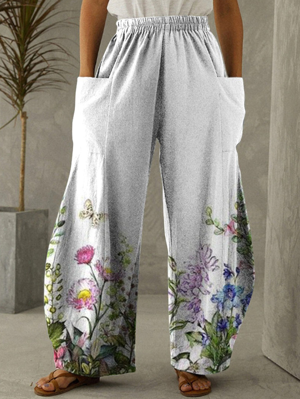 Street Oil Painting High Waist Wide Leg Pants