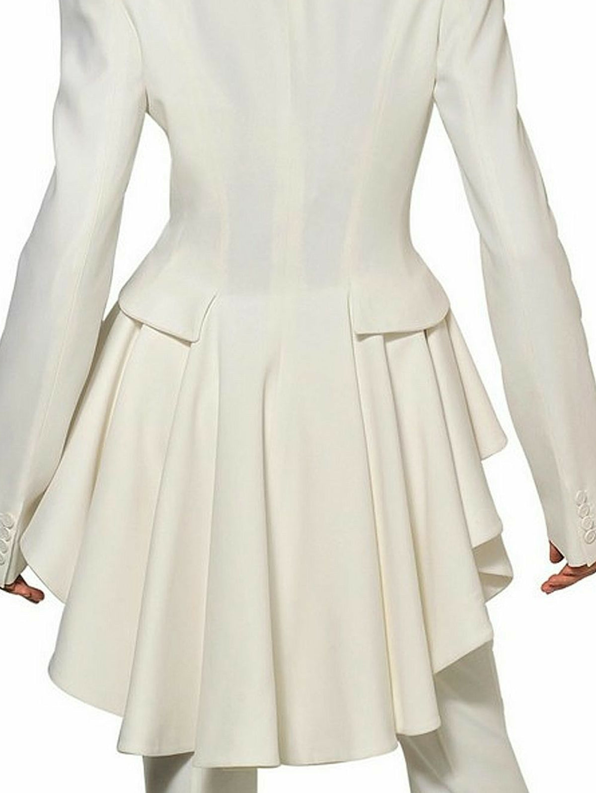 Elegant Plain Long Sleeve Slim Ruffle Tailed Blazer