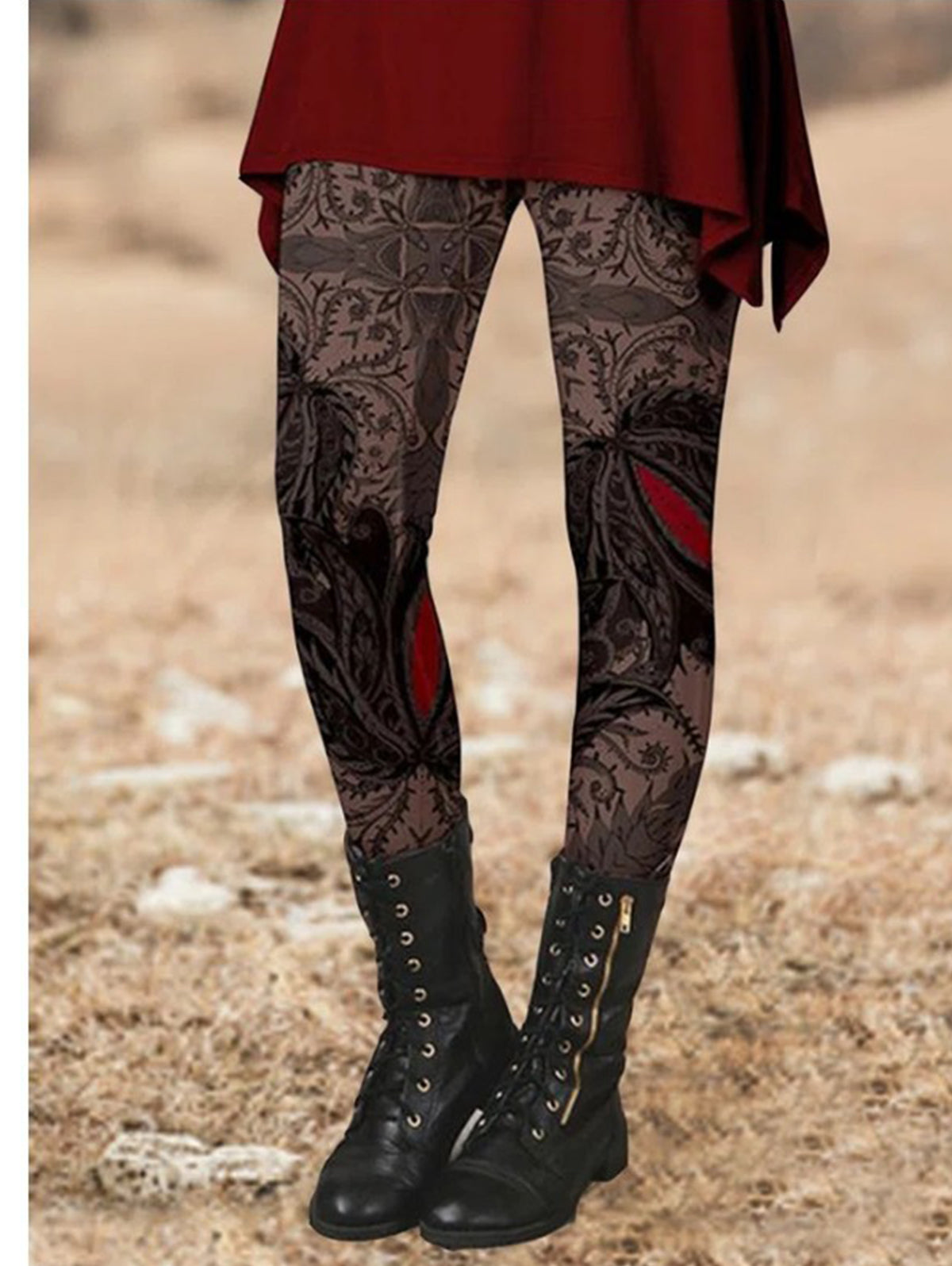 Vintage Allover Floral High Waist Stretchy Legging Pant