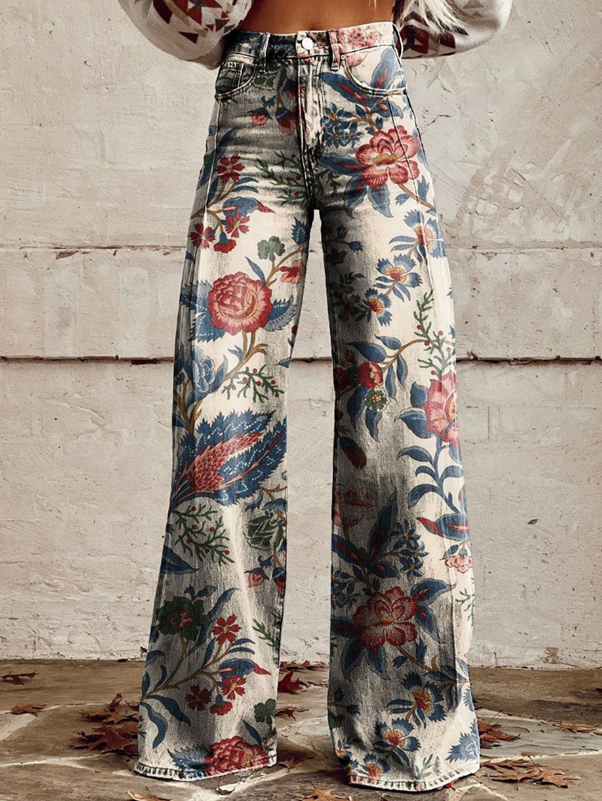 Boho Colorblocks High Waist Wide Leg Pants