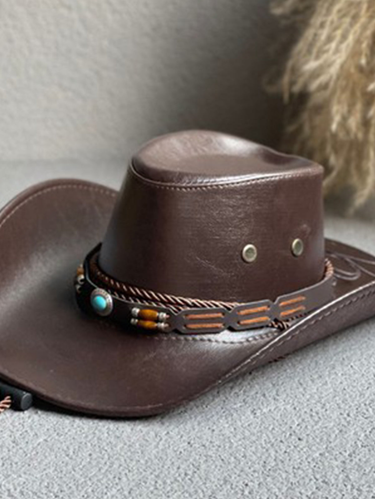Western PU Leather Belt Decor Cowboy Hat