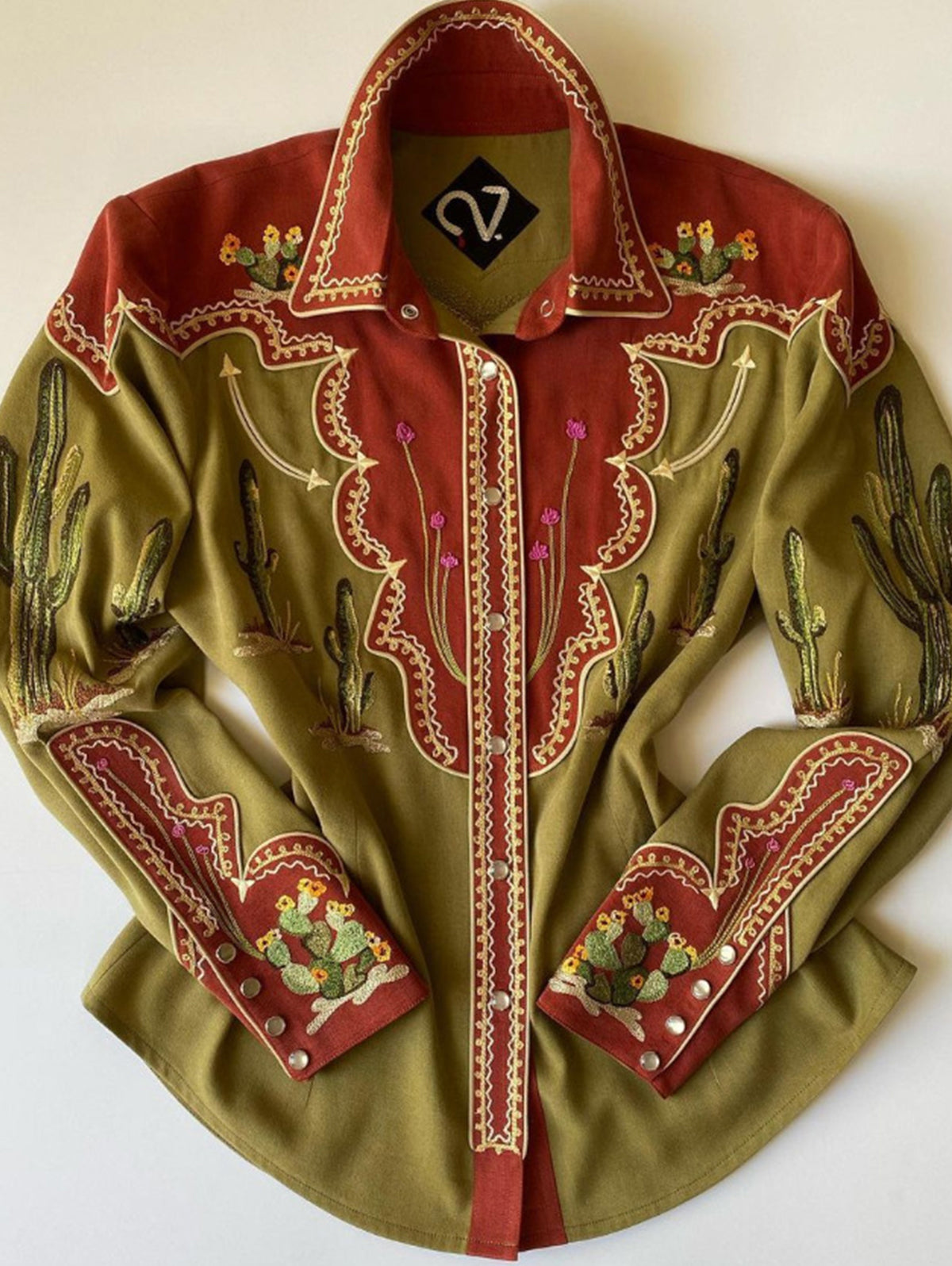 Western Floral Plant Print Lapel Collar Button Blouse