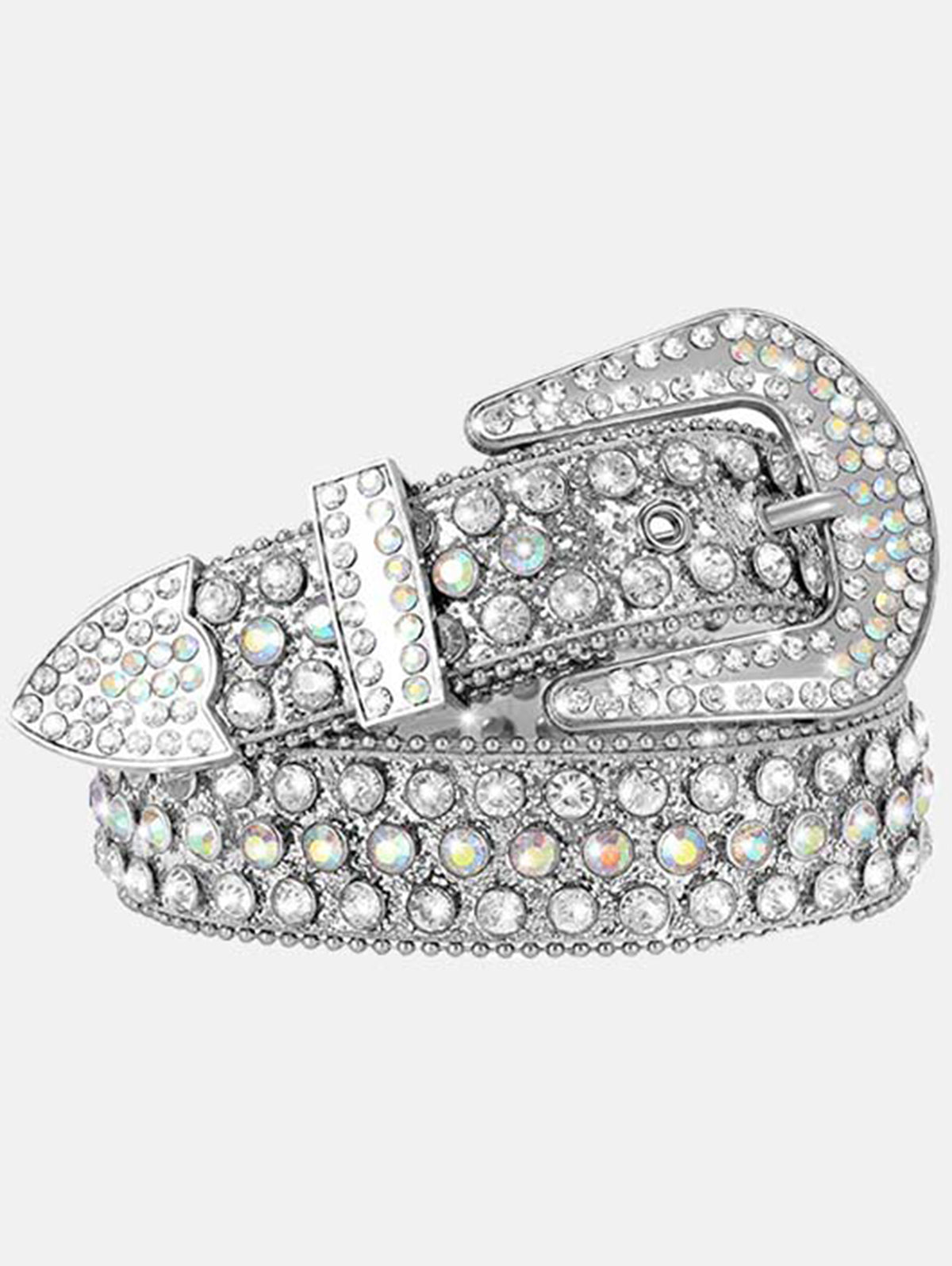 Punk Colorful Diamond Inlay PU Belt