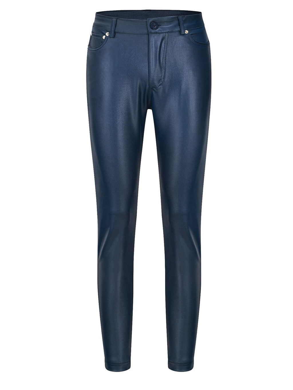 Casual Solid High Rise PU Leather Pencil Pants