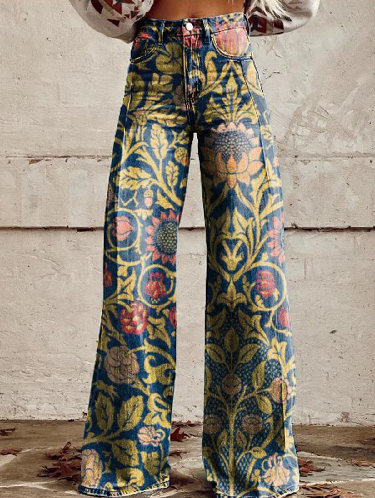 Boho Colorblocks High Waist Wide Leg Pants