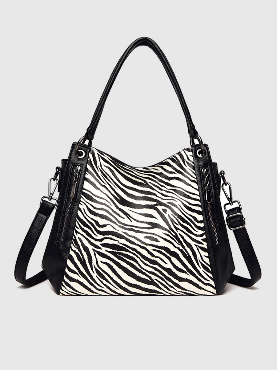 Fashion Leopard Print Large Capacity Top Handles PU Leather Shoulder Bags