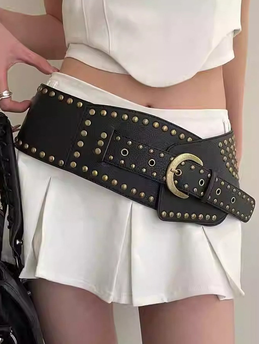 Western PU Leather Studded Decorative Girdle Belt
