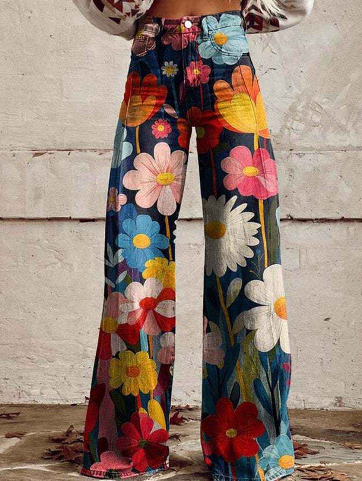 Boho Colorblocks High Waist Wide Leg Pants