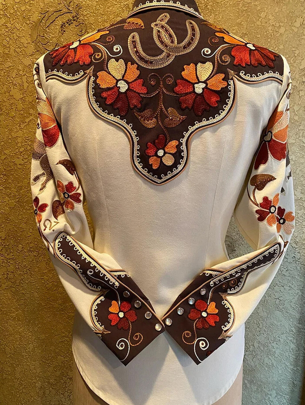 Western Floral Plant Print Lapel Collar Button Blouse