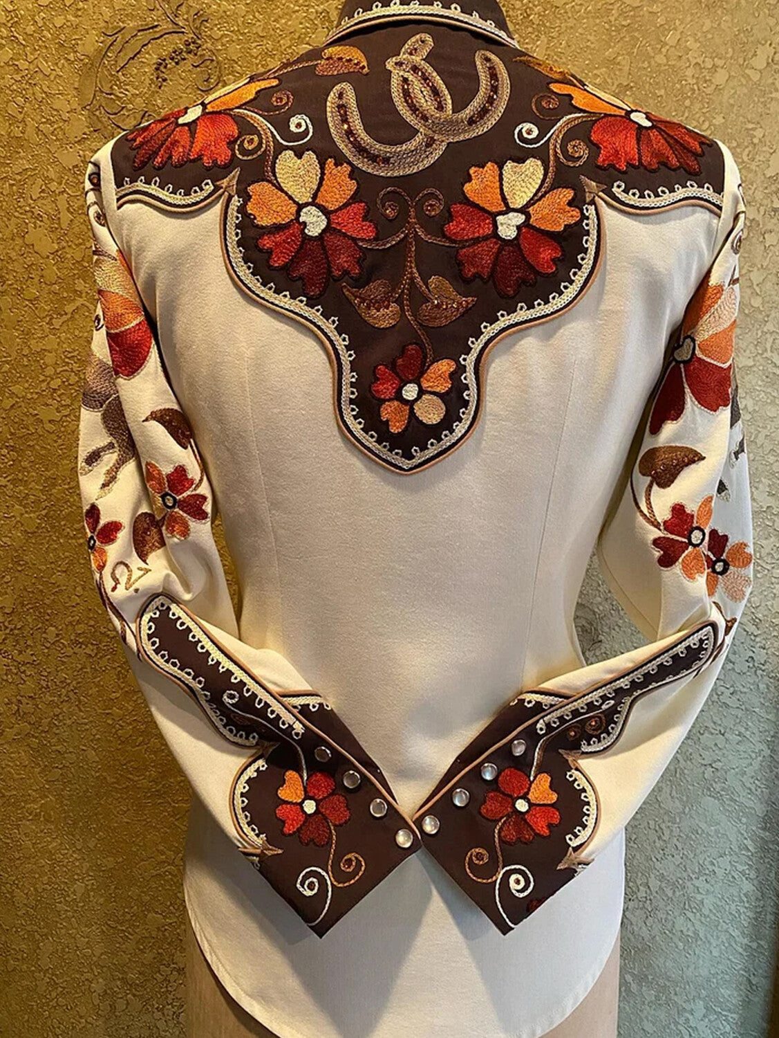 Western Floral Plant Print Lapel Collar Button Blouse