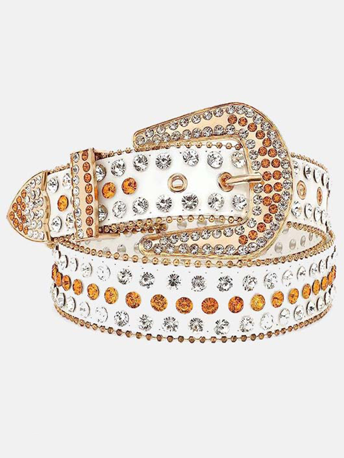 Punk Colorful Diamond Inlay PU Belt