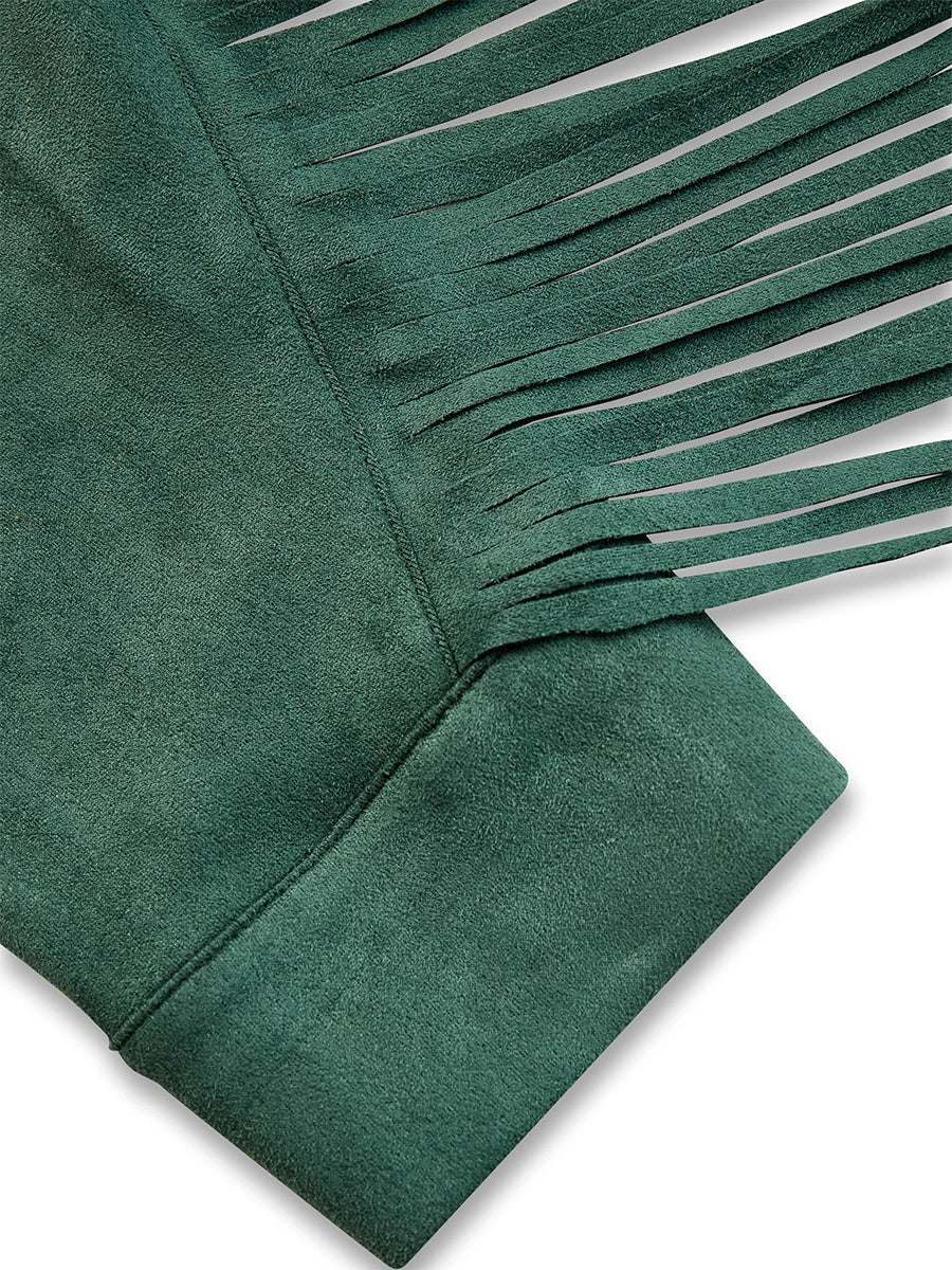 Ursiimes Festival Green Shirt Collar Long Sleeve Strappy Western Button Jacket [Pre-Order]