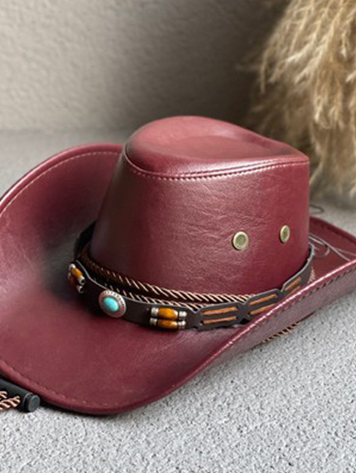 Western PU Leather Belt Decor Cowboy Hat