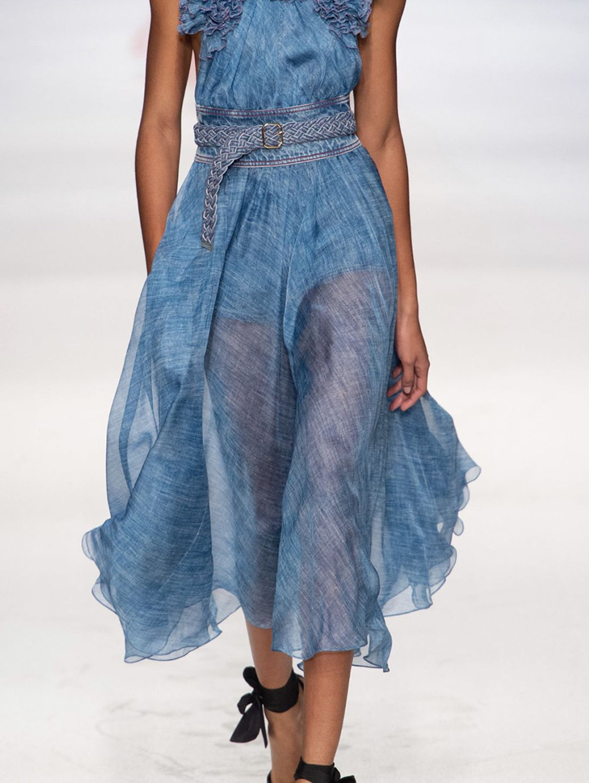 Fashionable Cami Agaric Edge Design Midi Dress Without Belt