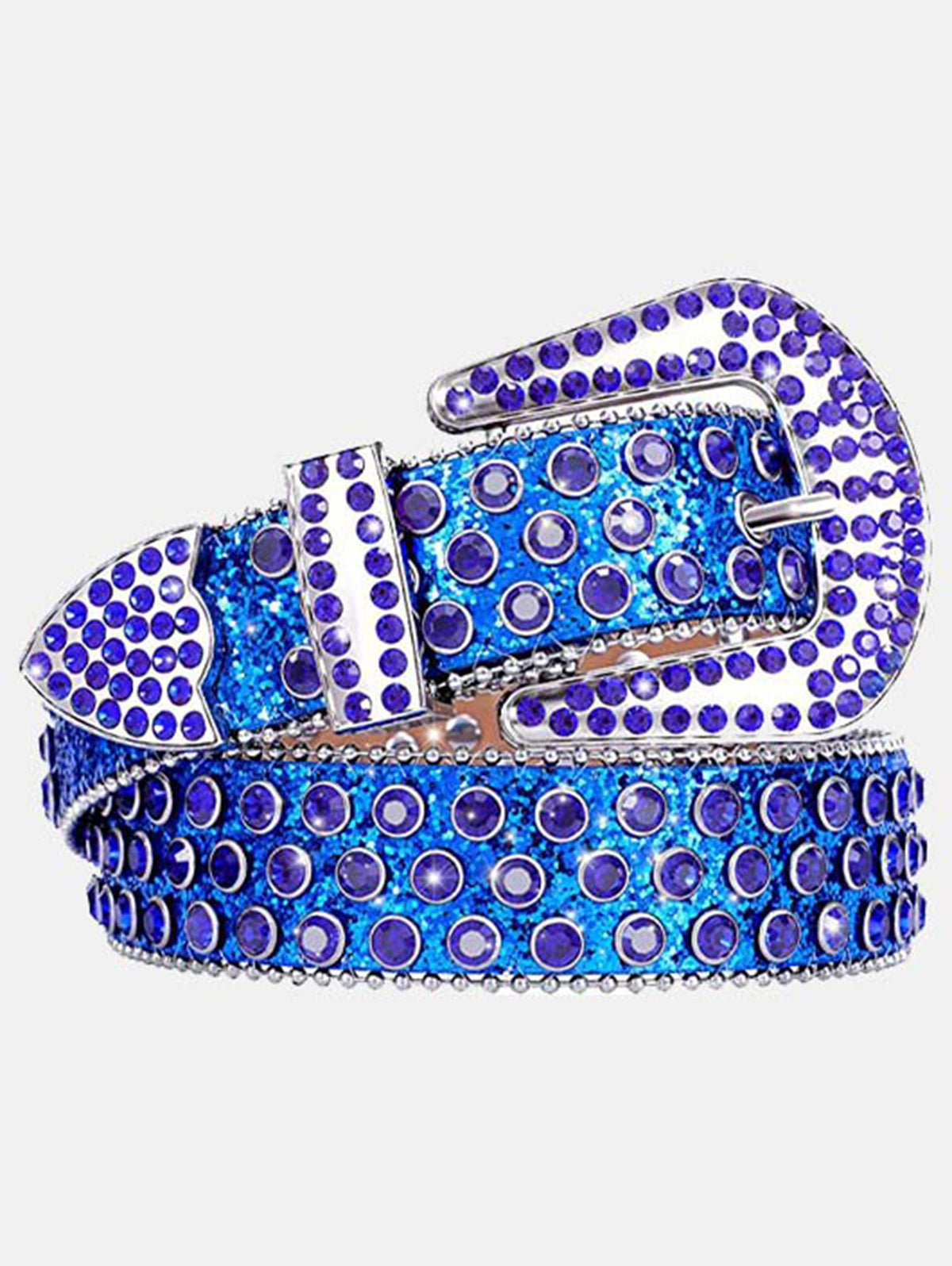 Punk Colorful Diamond Inlay PU Belt