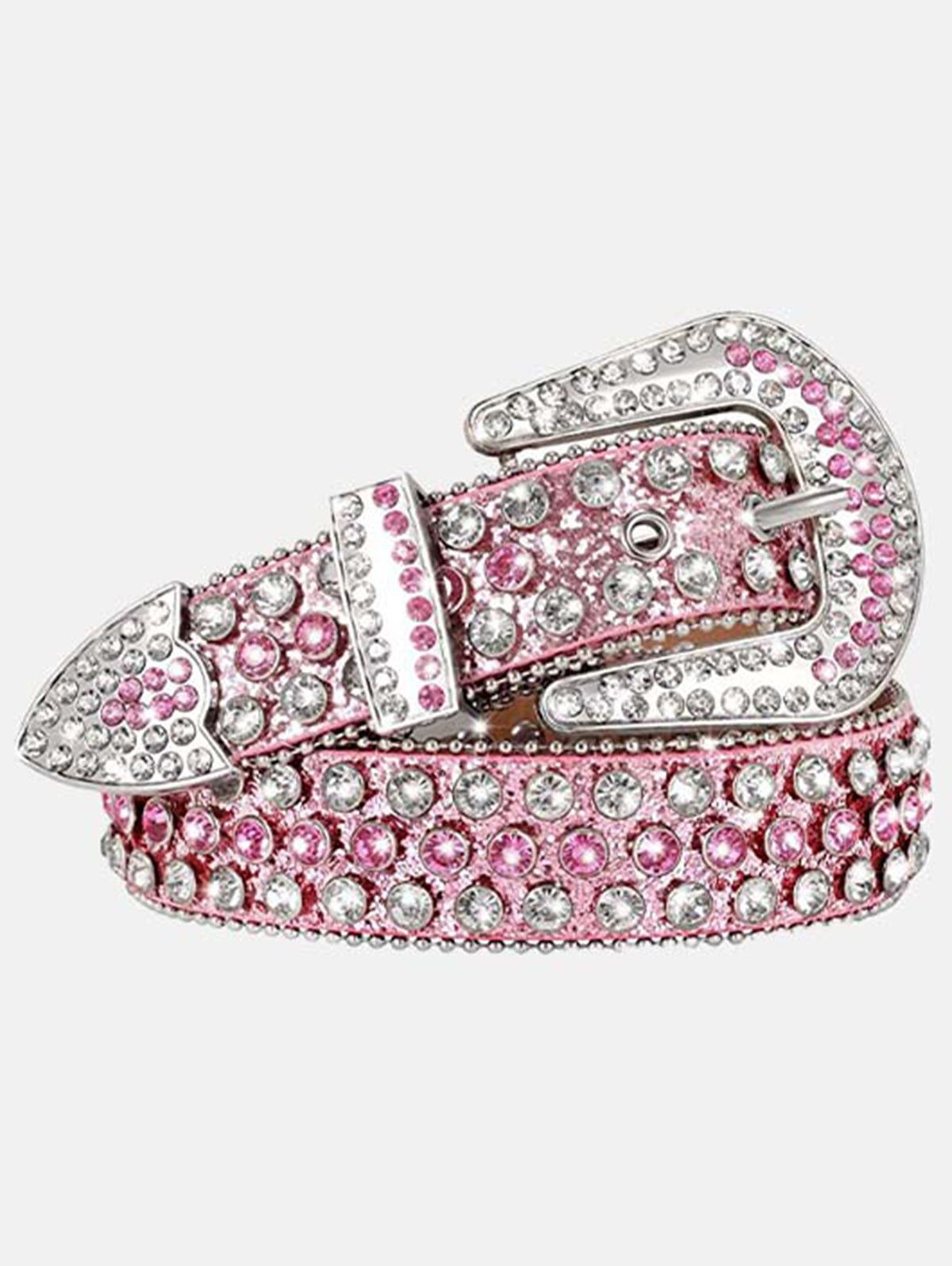 Punk Colorful Diamond Inlay PU Belt